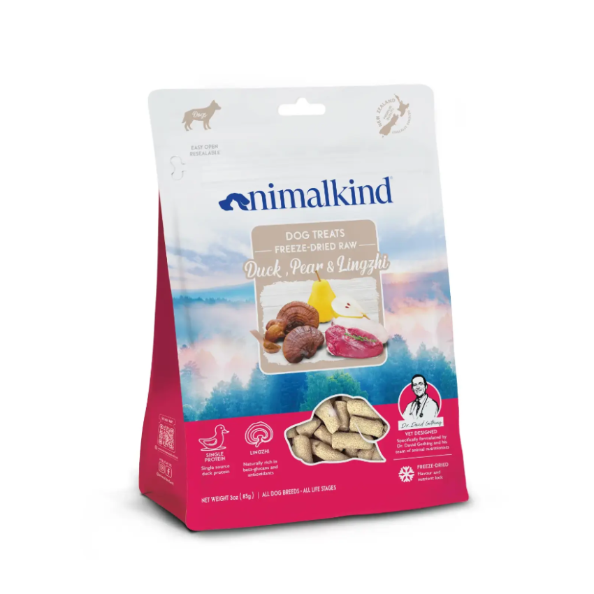 Animalkind 凍乾生肉狗零食 - 鴨肉、雪梨和靈芝 85g