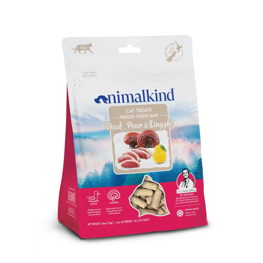 Animalkind 凍乾生肉貓零食 - 鴨肉、雪梨和靈芝 50g